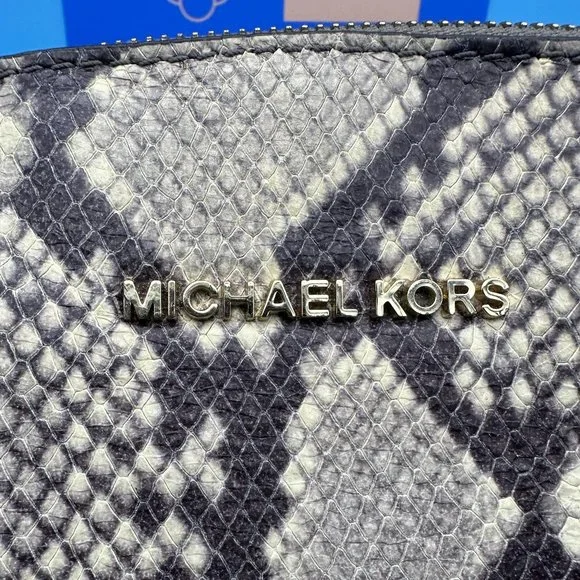 441. Michael Kors Riley Snakeskin Handbag - Picture 3 of 14